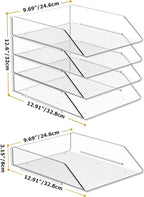 YKLSLH Simple 4 Tier Paper Organizer Letter Tray - Acrylic Stackable Desk File Organizer, Clear Paper Sorter Office Organizer for Letter/A4, Office File Ipad Books Notes Etc