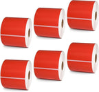 BETCKEY - 3" x 5" Multipurpose & Large Shipping Labels Compatible with Zebra & Rollo Label Printer,Premium Adhesive & Perforated[Red, 6 Rolls, 2100 Labels]
