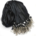 Beebel Black Lanyard Bulk Lanyards for Id Badges Flat Lanyard with Badge Clip Swivel Hook 50 Pack