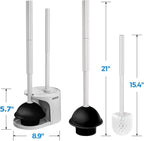 FORASTO 3Pack 2 in 1 Toilet Brush and Plunger Set, Extended Handle Plunger,Toilet Bowl Brush Plunger Set,Bathroom Cleaning Tools,Toilet Brush Plunger Combo,Cleaning Brush,Cleaning Supplies, Light gray