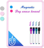 VUSIGN Small White Board Dry Erase, 14'' x 11'' Magnetic Dry Erase Board, Mini Whiteboard with Markers for Students, Fridge, Wall, Locker, Pink