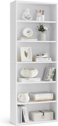 VASAGLE CUSTOS Collection - Bookshelf, 6-Tier Bookcase, Book Shelf, Open Storage Shelf, 9.4 x 23.6 x 63.3 Inches, for Living Room, Home Office, Dinning Room, Cloud White ULBC166T14