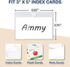 H4D 48 Pack Labels for Storage Bins, 3" x 5" Plastic Clear Adhesive Index Card Holders, Tote Label Pockets for Organizing Storage, Library Card, Shelves