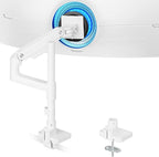 ARES WING Single Monitor Arm Desk Mount for 17-49 Inch Ultrawide Monitors, Heavy Duty Single Monitor Arm Holds 44 lbs, Full Motion Gas Spring Vertical Desk Mount, 75/100 VESA Mount, White