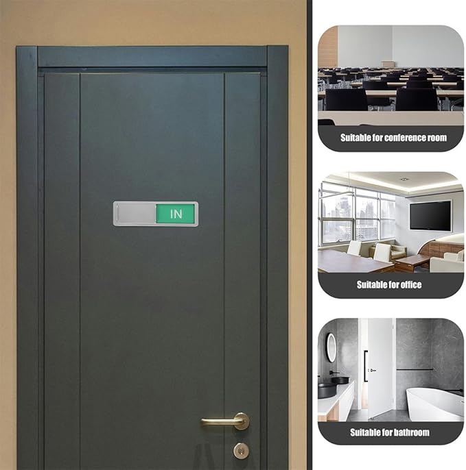 Mipcase 2pcs Office Door Status Signs Sliding Indicators for Meeting Rooms Office Workspaces Silver and Black with Red Unavailable Green Available Suitable for Hospitals Hotels