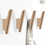 FCOWK Wood Wall Hooks 4 Pack Coat Hooks Wall Mount Natural Wooden Hooks for Hanging Hat, Bag, Backpack, Rustic Coat Hooks for Wall, Wood Towel Hooks for Bathrooms and Entryway Hooks