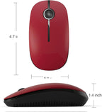 VssoPlor Wireless Mouse, 2.4G Slim Portable Computer Laptop Mouse with Nano Receiver Quiet Silent Optical Mice for Notebook, PC, Laptop, Computer-Black and Red