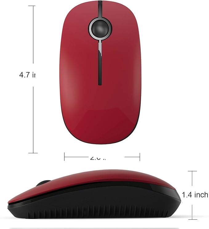 VssoPlor Wireless Mouse, 2.4G Slim Portable Computer Laptop Mouse with Nano Receiver Quiet Silent Optical Mice for Notebook, PC, Laptop, Computer-Black and Red