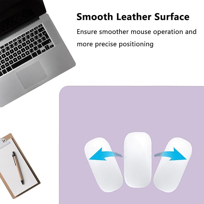 PU Leather Desk Pad Protector Gaming Mouse Pad Non Slip Desk Mat for Keyboard and Mouse Waterproof Desk Writing Pad for Office and Home Desk Accessories(Purple, 31.5 * 15.7)