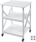 Fannova Large Printer Stand with Height Adjustable Storage Shelf, 23.6 x 23.6 Inches Square Printer Table with Industrial Wheels, Multi-use 3 Tier Rolling Printer Cart for Home Office - White