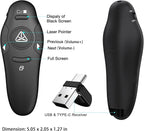 2-in-1 USB Type C Presentation Clicker Wireless Presenter Remote Clicker for PowerPoint Presentations with Laser Pointer, Rechargeable USB C PowerPoint Clicker Slide Advancer for Computer/Mac/Laptop