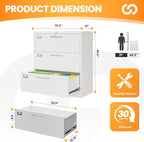 AFAIF 3 Drawer File Cabinets for Home Office, Metal Filing Cabinet with Lock, White Locking File Caninet Three Drawer, Office Storage Caninets Steel Cabnet for Letter/Legal/A4/F4-Assembly Required