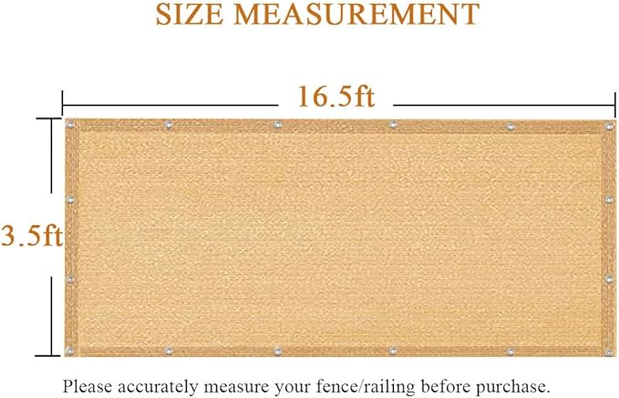 iCover 3.5x16.5ft Balcony Privacy Screen Fence, UV-Resistant Railing Fencing Cover for Porch Deck Patio Garden Backyard, Cable Zip Ties Included, Sand
