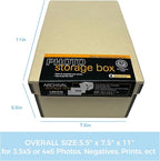 Lineco 4x6 Photo Storage Box, with 12 Acid-Free Envelopes, Holds Up to 1000 3.5" x 5", or 4" x 6" Pictures, Metal Edge Archival Organizer for Cards Stickers Stamps Seeds, 5.5x7.5x11. Tan