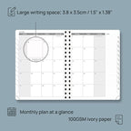 POPRUN 2026 Planner Weekly Notebook (Jan-Dec), Medium 8.5''x 6.5'' - Agenda 2026 Calendar Book with Monthly Tabs, Inner Pocket, Spiral Soft Cover, 100 GSM - Cerulean Blue