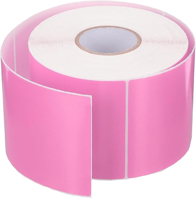 PATIKIL 3 x 5 Inch Rectangle Inventory Color Coding Labels 1 Roll, Square Self-Adhesive Inventory Label Stickers for Office Home Organization Name Tags, 500 Per Roll, Pink