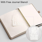 EMSHOI Dotted Notebook - 256 Pages A5 Dot Grid Journal Bullet Notebook with 120gsm Thick Dotted Paper,16 Perforated Pages, Hardcover Leather, Pen Holder, Inner Pocket, 5.75'' × 8.38''-Khaki