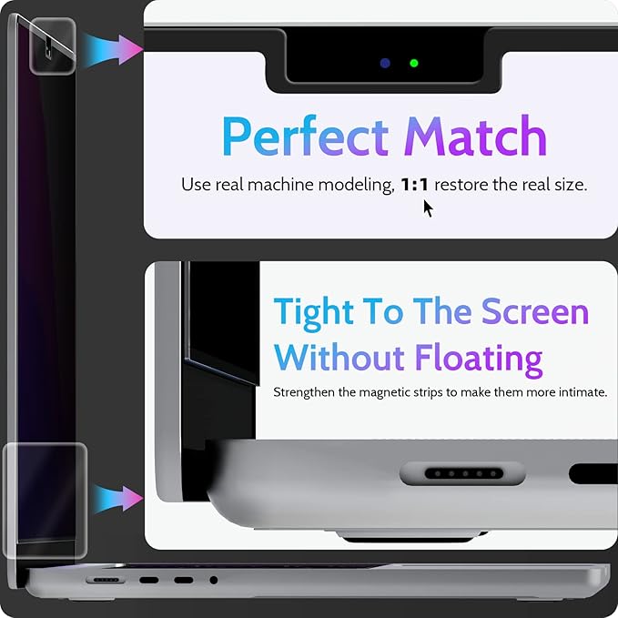 Peslv Magnetic Privacy Screen for MacBook Pro 16 Inch (2021-2025, M1, M2, M3, M4), 16inch Removable Matte Anti Blue Light Glare Private Filter Protector for Mac Pro 16.2" Laptop