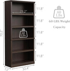 Bevfint Bookshelf, Open Storage 70 Inch Tall 5 Shelf Bookcase, Floor Standing Bookshelves and Bookcases, Book case for Farmhouse Library Office Bedroom Kids, Dark Cherry - 5 Tier