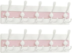 SKOLOO Coastal Wall Mounted Coat Rack-16.88" Beach House Entryway Wooden Coat Hook with 5 Hooks for Hanging Coats, Hats or Towels, Oceanfront Cottage Core Collection, White&Palm Beach Pink, Pack of 2
