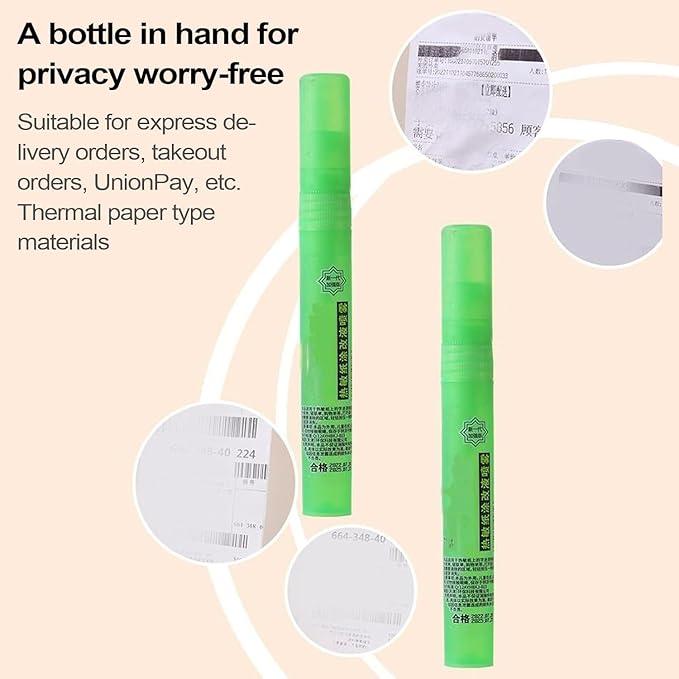 Privacy Cover Spray Pen for Documents and Labels, 10ml White-Out Correction Fluid, Thermal Paper Privacy Eraser for Shipping Address Protection (1)