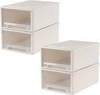 Buyitt 12 Quart Desktop Drawer Storage Unit, Plastic Stackable Storage Drawer, 4 Pack