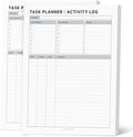 Task Planner & Tracker 8.5 x 11 Tear-Off 70 Sheet Planner Pad – Project Organizer with Time Log, Top Priority, Follow-Up – Notepad for Home & Office (White, Classic, 2 Pack)