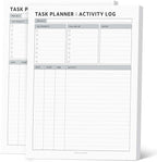 Task Planner & Tracker 8.5 x 11 Tear-Off 70 Sheet Planner Pad – Project Organizer with Time Log, Top Priority, Follow-Up – Notepad for Home & Office (White, Classic, 2 Pack)