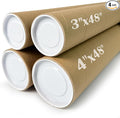 SEEYAURO 4 Pack Poster Mailing Tubes with Caps, Heavy Duty Cardboard Poster Tube, Shipping Tube for Prints, Documents, Crafts & Golf Clubs (4in*48in, 3in*48in)