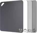 Fotouzy Plastic Cutting Boards with Food Icons, Set of 4, Flexible Cutting Mats with Hole, BPA-Free, Non-Slip and Dishwasher Safe, Modern Neutral Colors