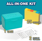 H4D Index Card Holder 4x6 Inches with 25 Plastic Dividers, Teal