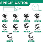 OURU 110PCS Cable Clamps Assortment Kit,10 Sizes—1/4" 5/16" 3/8" 1/2" 5/8" 3/4" 1" 1-1/4" 1-1/2" 1-3/4" Stainless Steel Rubber Coated Cushioned Insulated Cable Clamp,Automotive Wire Pipe Clamps
