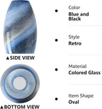 Fixture Replacement Globe Shade,Lampshade for E26 Base 1-5/8 Inch Fitter, Color Art Glass Oval Lampshade Cover for Pendant Kitchen Wall Sconce Chandelier Vanity Light (3, Blue and Black)