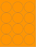 Pack of 100 Sheets, 8-1/2 x 11" Fluorescent Labels for Laser & Inkjet Printer (Orange Fluorescent, 2-1/2" Round - 12 per Page, 1200 Labels)