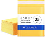 Cltowany Padded Envelopes 8.5×12' Inch 25 Pack padded mailers Self-Sealing Paper Envelopes for Shipping,Mailing,Packaging,Strong Adhesion Envelope Mailers
