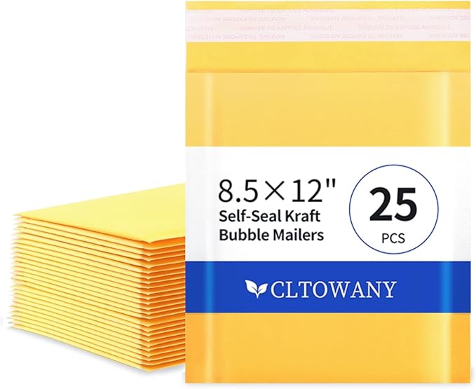 Cltowany Padded Envelopes 8.5×12' Inch 25 Pack padded mailers Self-Sealing Paper Envelopes for Shipping,Mailing,Packaging,Strong Adhesion Envelope Mailers