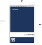 Alitte Steno Pads Spiral 6x9-24 Pack Regular Colors - Perfect for Work, School, and Home Use, Easy Tear-Off Pages, Gregg ruled, White Paper - No Ink Bleeds - 80 Sheets