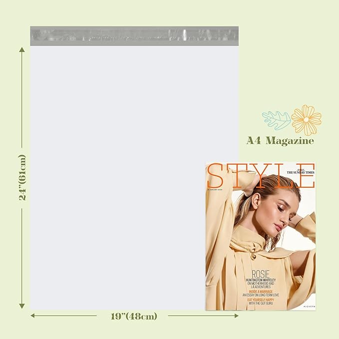 Fuxury Poly Mailers Large 19x24 Inch 100 Pack,Self Adhesive Shipping Bags for Clothing,Heavy Duty Shipping Envelopes Mailers Poly Package Bags for Small Business,Flexible Mailing Bags White