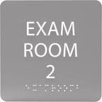 ADA CENTRAL SIGNS - 6" X6" Exam Room 2 Sign - ADA Compliant Tactile Graphics Grade 2 Braille Text Acrylic Wall Signs - Educational Institution Directional Assistance Test Center Door Sign for Schools