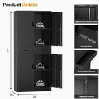 TaskStorz Metal Storage Cabinets with 1Drawer, 71" Storage Cabinet with 4 Locking Doors and 2 Adjustable Shelves, Steel Storage File Cabinet for Pantry Home, Kitchen, Office, Garage (Black)
