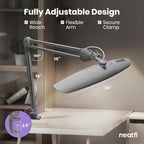 Neatfi XL 2,200 Lumens LED Desk Lamp with Clamp, 24W Bright Architect Task Lamp, 20 Inches Dimmable Computer Light, Adjustable Desk Light for Home, Office, Crafts, Nails & Hobbies (Non-CCT, Silver)