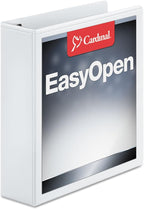 Cardinal 3 Ring Binder, 2 Inch Premier Easy Open Binder, ONE-Touch Locking Slant-D Rings, 565-Sheet Capacity, ClearVue Cover, PVC-Free, White (10320)