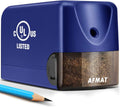 AFMAT Electric Pencil Sharpener, Heavy Duty Colored Pencil Sharpeners for Classroom, Home, UL Listed Pencil Sharpener for 6.5-8mm No.2/Colored Pencils, 10000+ Sharpenings, Blue PS28