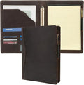 Geslun Genuine Leather 3 Ring Binder, 8.5 x 11 Letter Size Folio with Pen Holder, Soft Notebook Portfolio Cover, Slim Notepad Padfolio Thin File Organizer for Work Executive Meeting, Dark Khaki