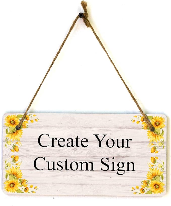 Signs ByLITA Sunflower Corners Rustic Wood Personalized Hanging Wall or Door Sign (5 x 10") | Custom Signage for Your Home & Business