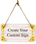Signs ByLITA Sunflower Corners Rustic Wood Personalized Hanging Wall or Door Sign (5 x 10") | Custom Signage for Your Home & Business