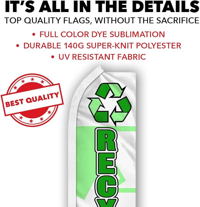 Recycling Swooper Feather Advertising Flag - Perfect for Recycling Centers, E-Recycling, Electronics Stores
