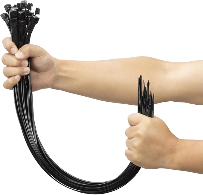 XINGO 26 inch Black Zip Ties Heavy Duty 100 Pack, 200 LBS Ultra Strong Plastic Wire Ties, Large Cable Ties Extra Long Tie Wraps, Indoor and Outdoor UV Resistant