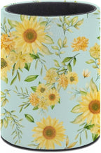 DIYYAO Personalize Sunflower Pattern Circular Pen Holder - Desk Pen Organizer Control Storage Box Makeup Brush Holder (A)
