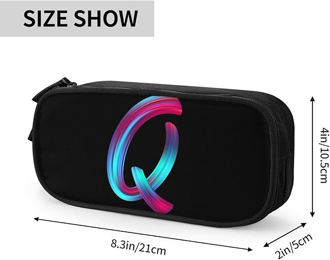 Pazacon Cute Initial Pencil Case for Kids Students, Large Capacity Pencil Pouch for Boys Girls, Letter Design Pencil Box Pen Bag Office Stationery Organizer, Rainbow Letter Q